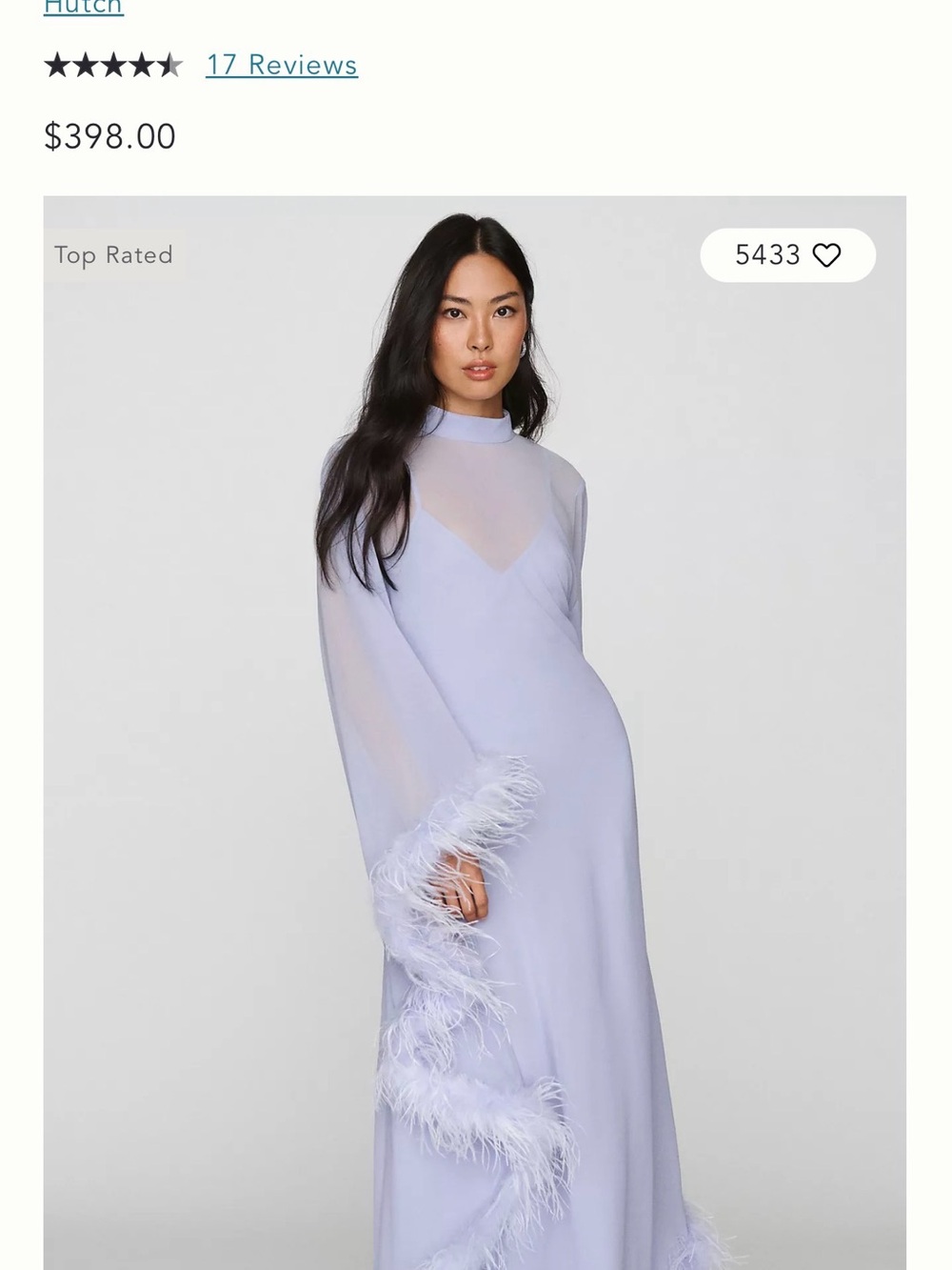 Hutch Lilac Feather-Trim Maxi Gown, Hutch feather kaftan, size L